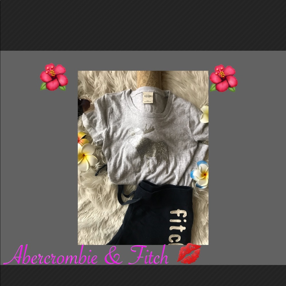 Y2K Beautiful Abercrombie glittery logo tee❣️